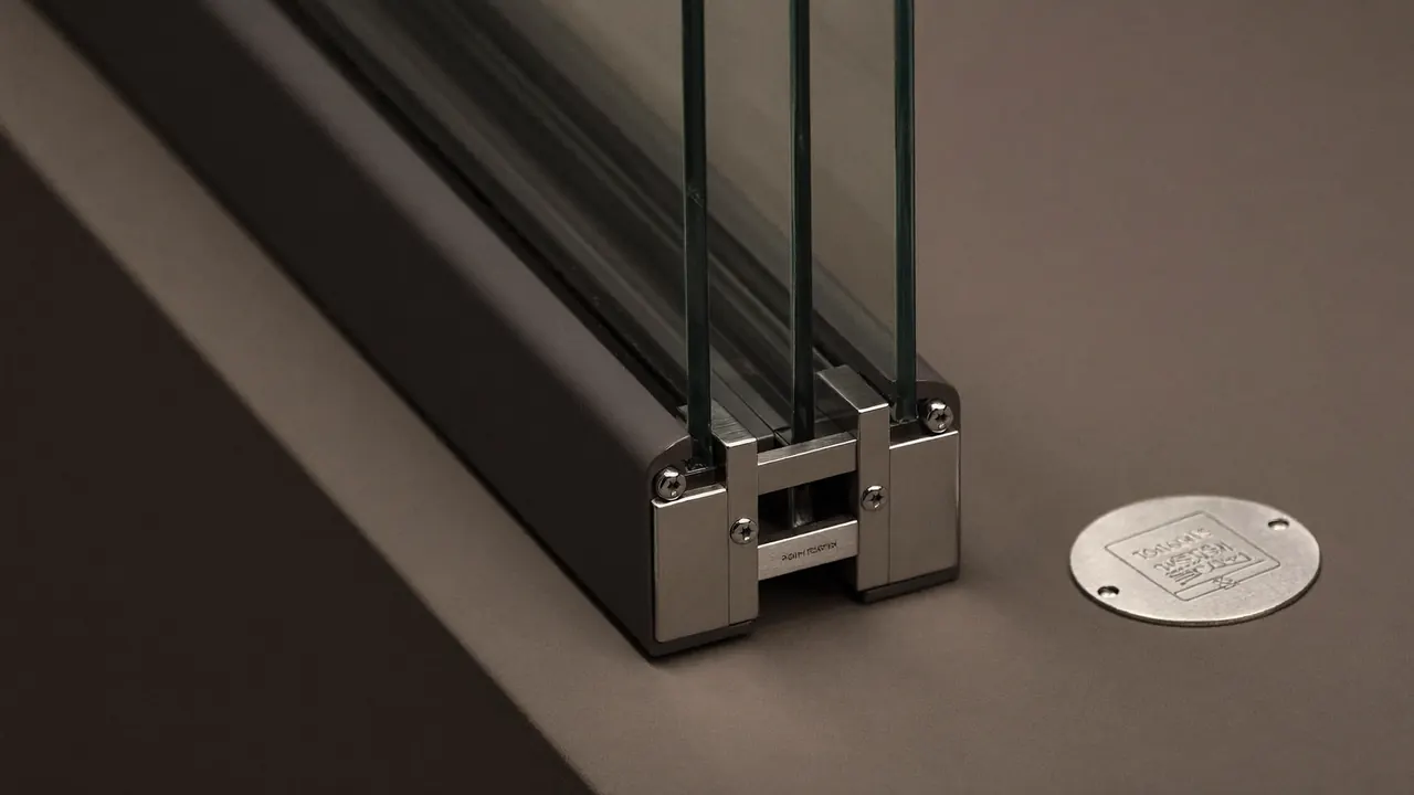 Close-up of an award-rated double glazed window sample with a multi-point lock