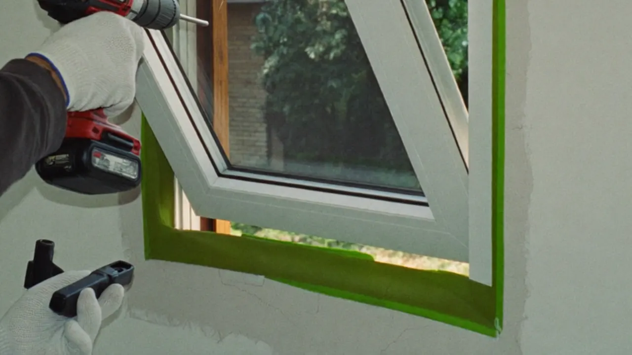 Installer fitting a multi-point locking mechanism into a window frame