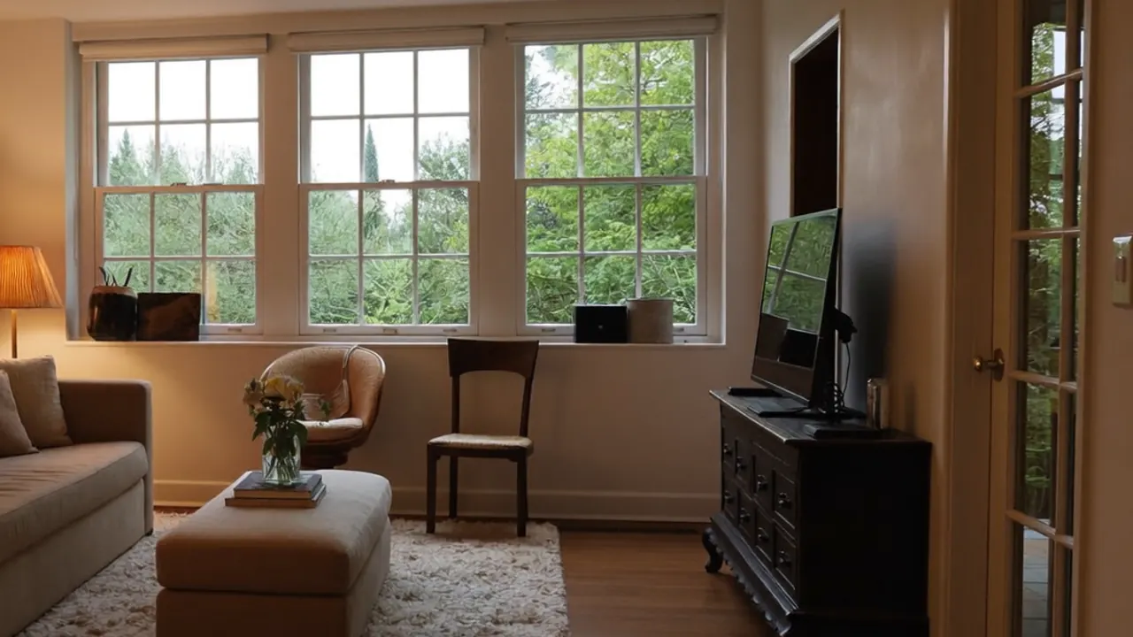 Slim secondary glazing fitted behind an original timber sash window