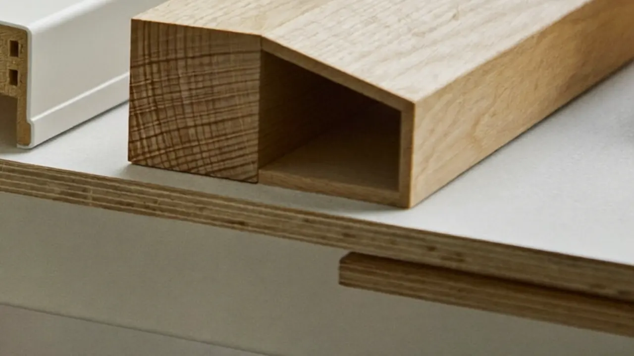 Close-up of a timber window joint with traditional metal ironmongery