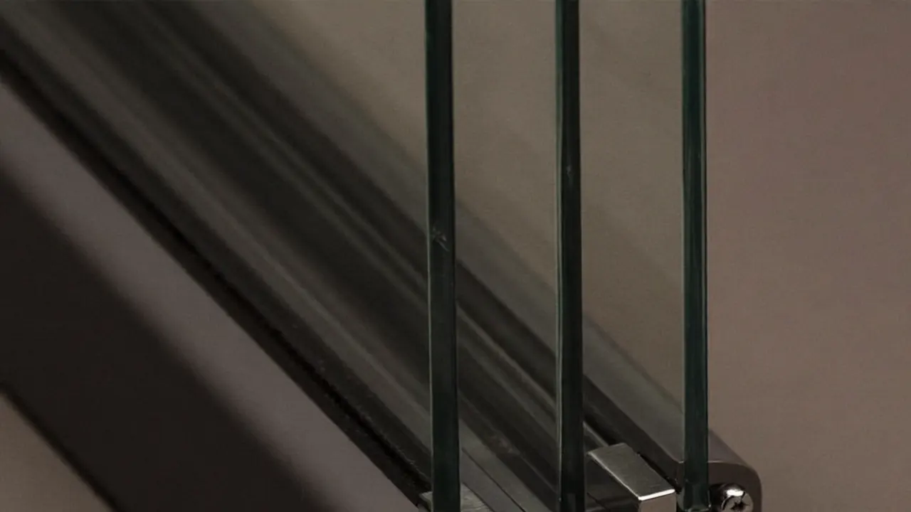 Close-up of a window frame corner joint, gasket and weather seal